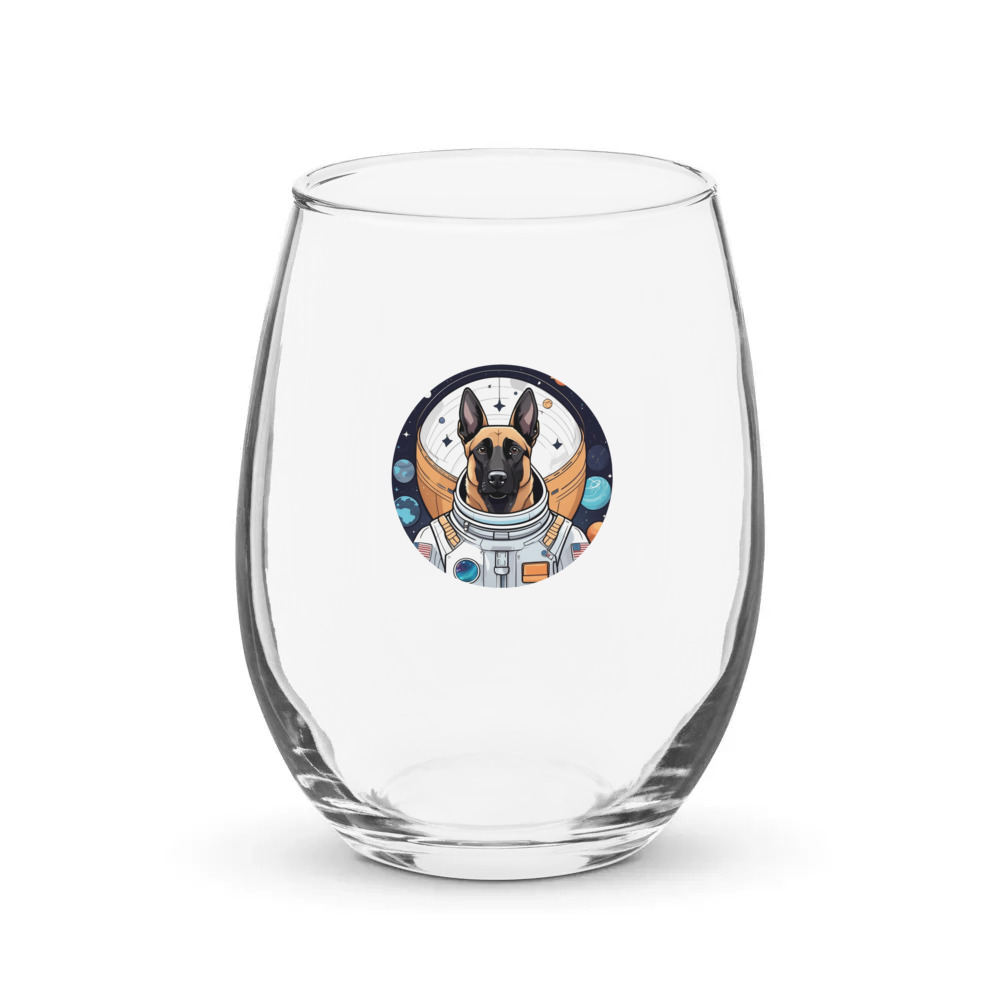 PugMug Custom Belgian Malinois Stemless Wine Glass