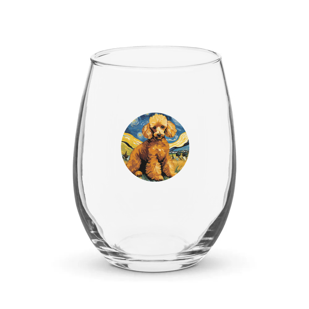 PugMug Custom Tan Poodle Stemless Wine Glass
