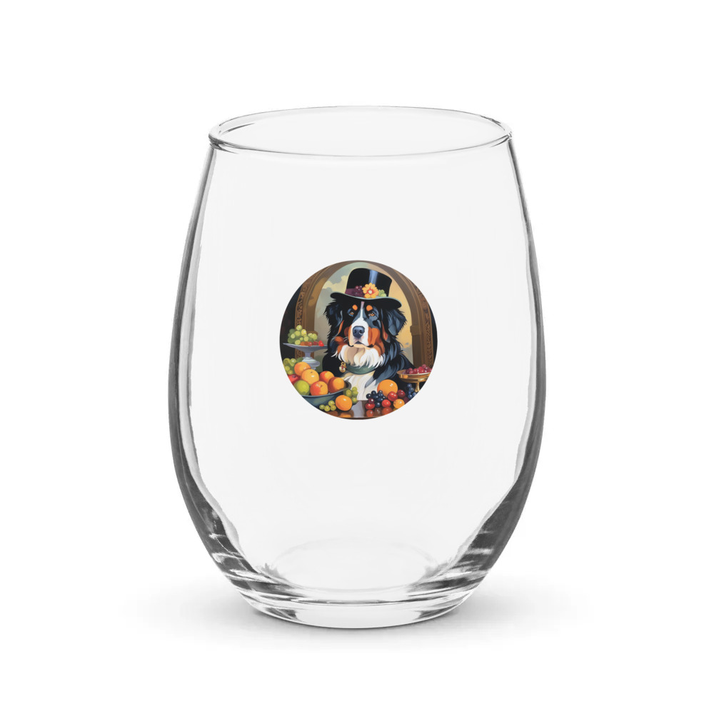 PugMug Custom Bernese Mountain Dog Stemless Wine Glass