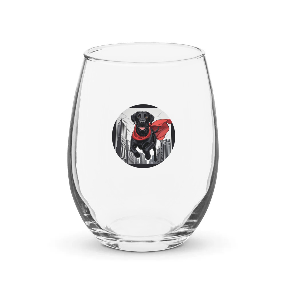 PugMug Custom Black Labrador Retriever Stemless Wine Glass