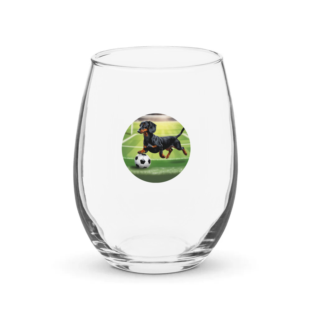PugMug Custom Black Dachshund Stemless Wine Glass