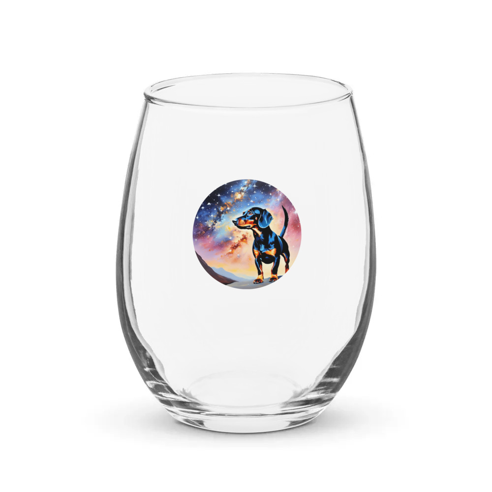 PugMug Custom Black Dachshund Stemless Wine Glass