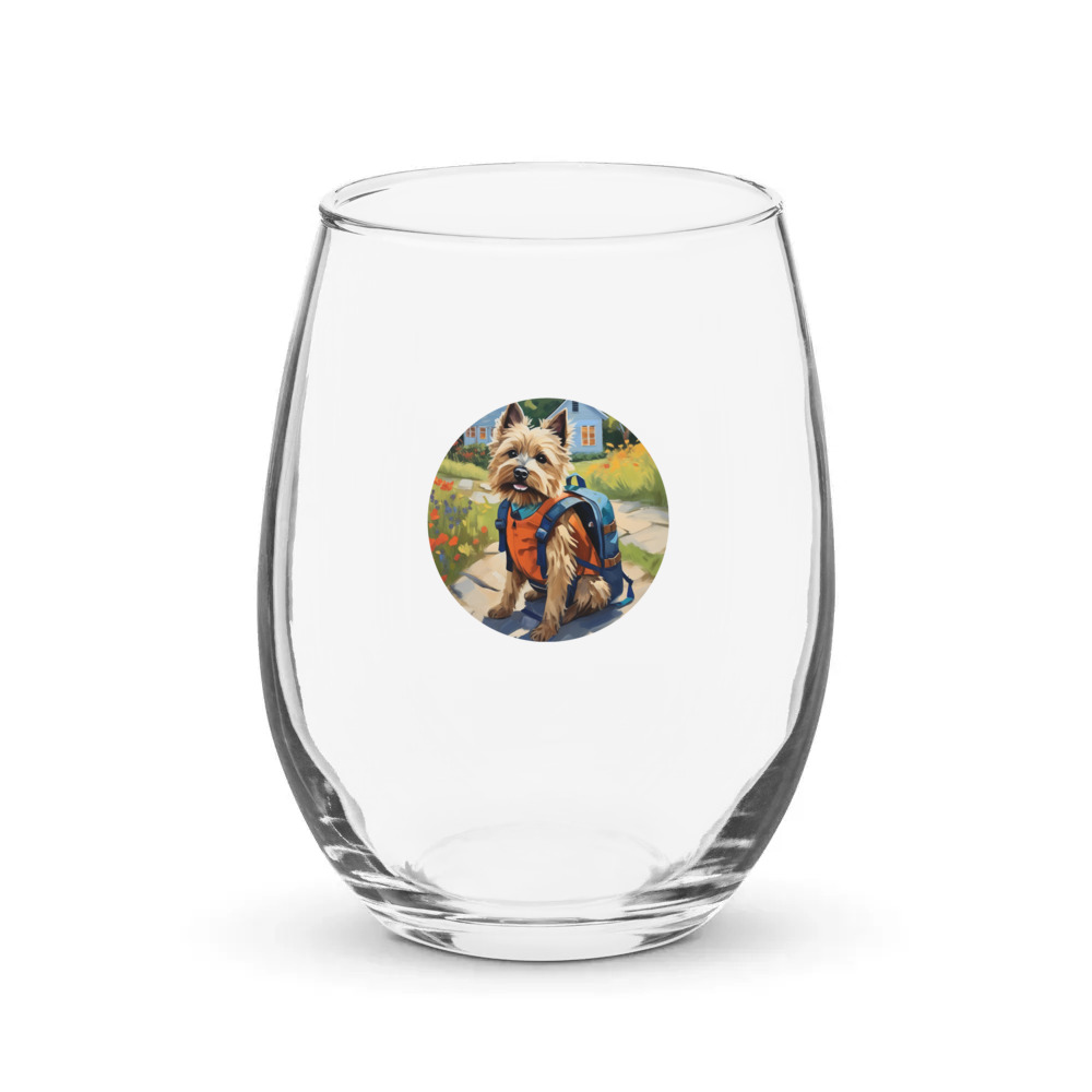 PugMug Custom Cairn Terrier Stemless Wine Glass