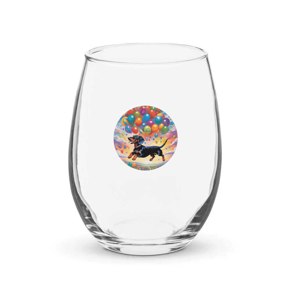 PugMug Custom Black Dachshund Stemless Wine Glass