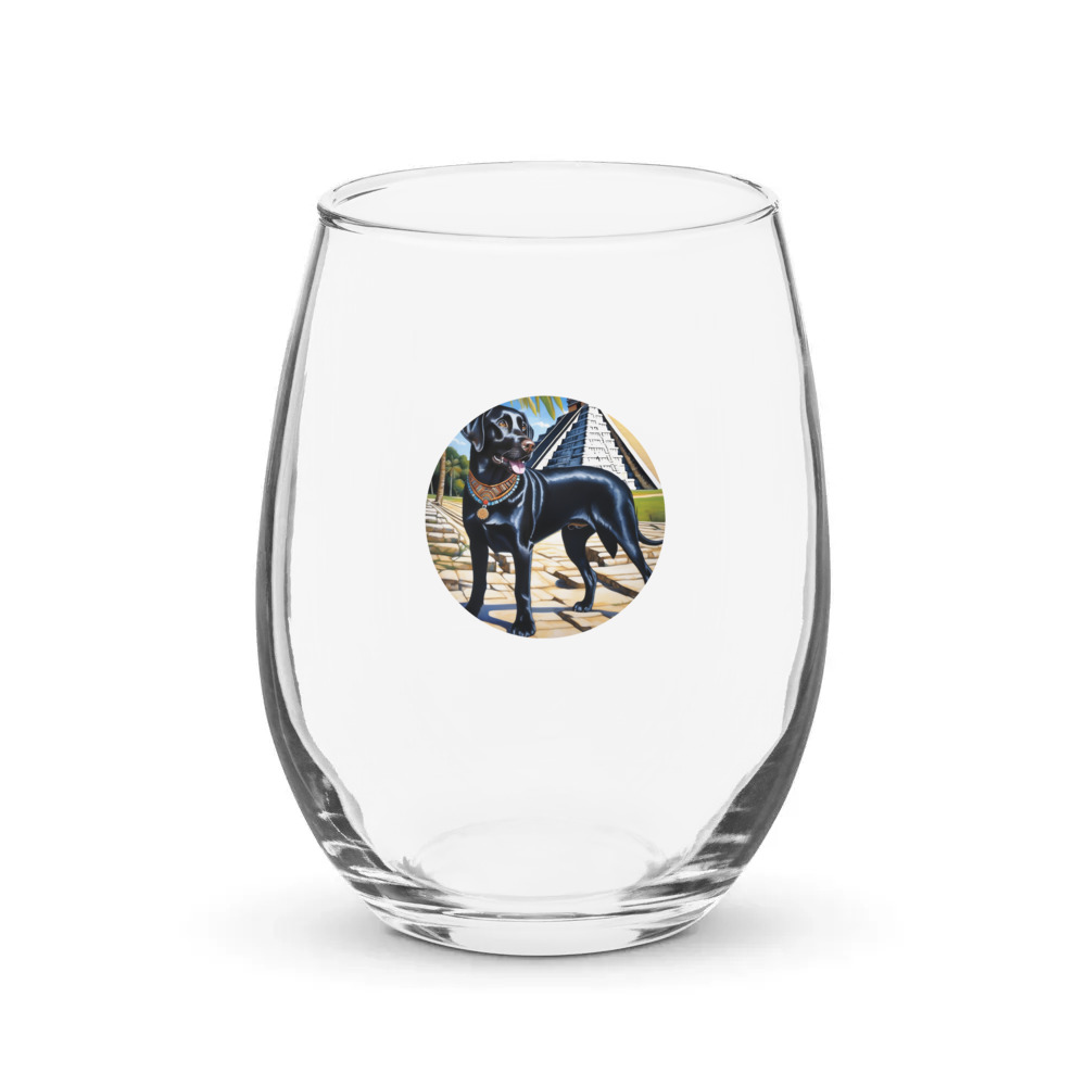 PugMug Custom Black Labrador Retriever Stemless Wine Glass