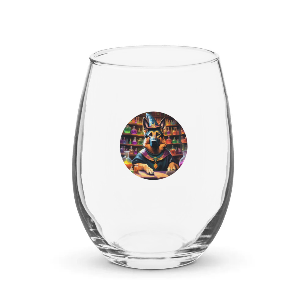 PugMug Custom German Shepherd Dog Stemless Wine Glass