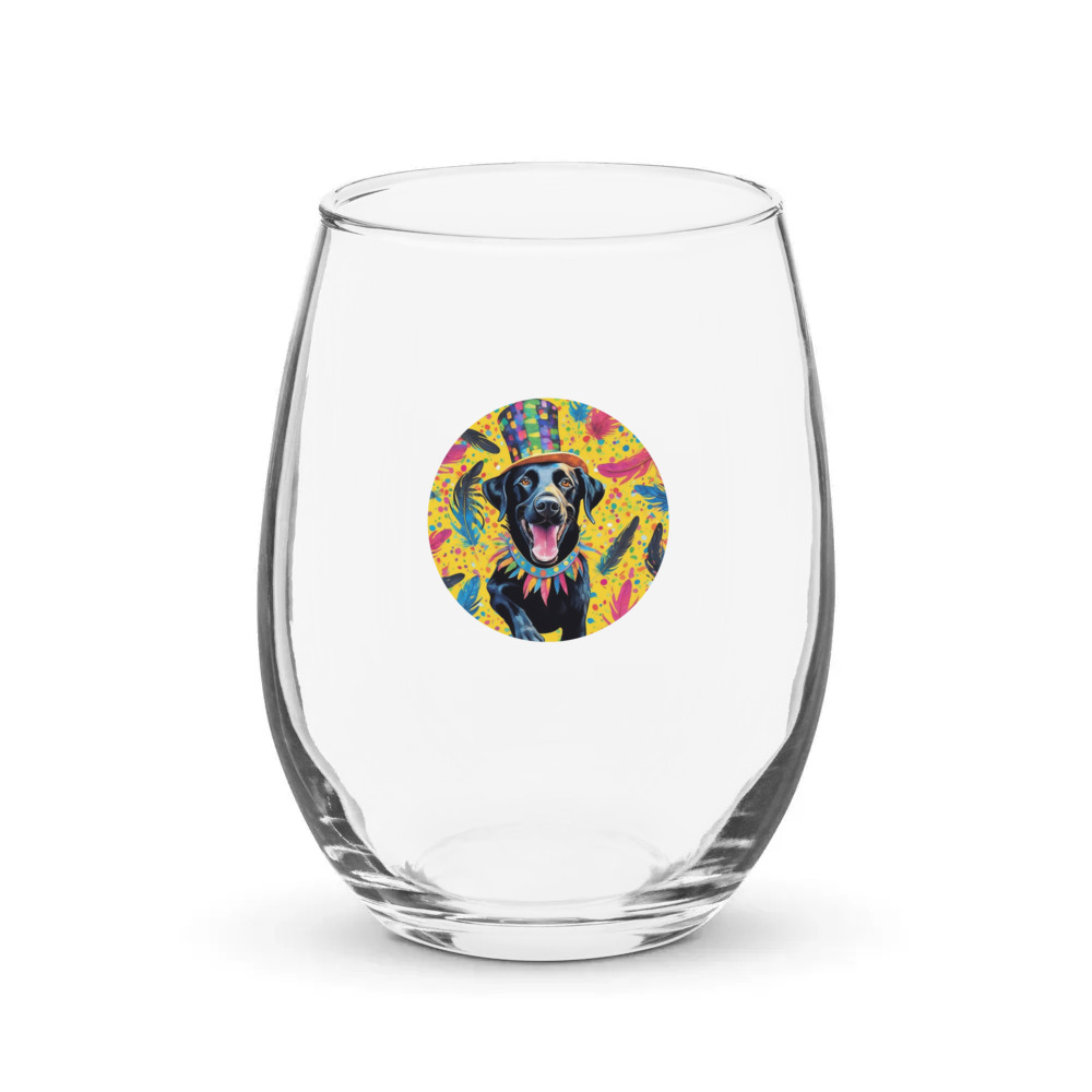 PugMug Custom Black Labrador Retriever Stemless Wine Glass