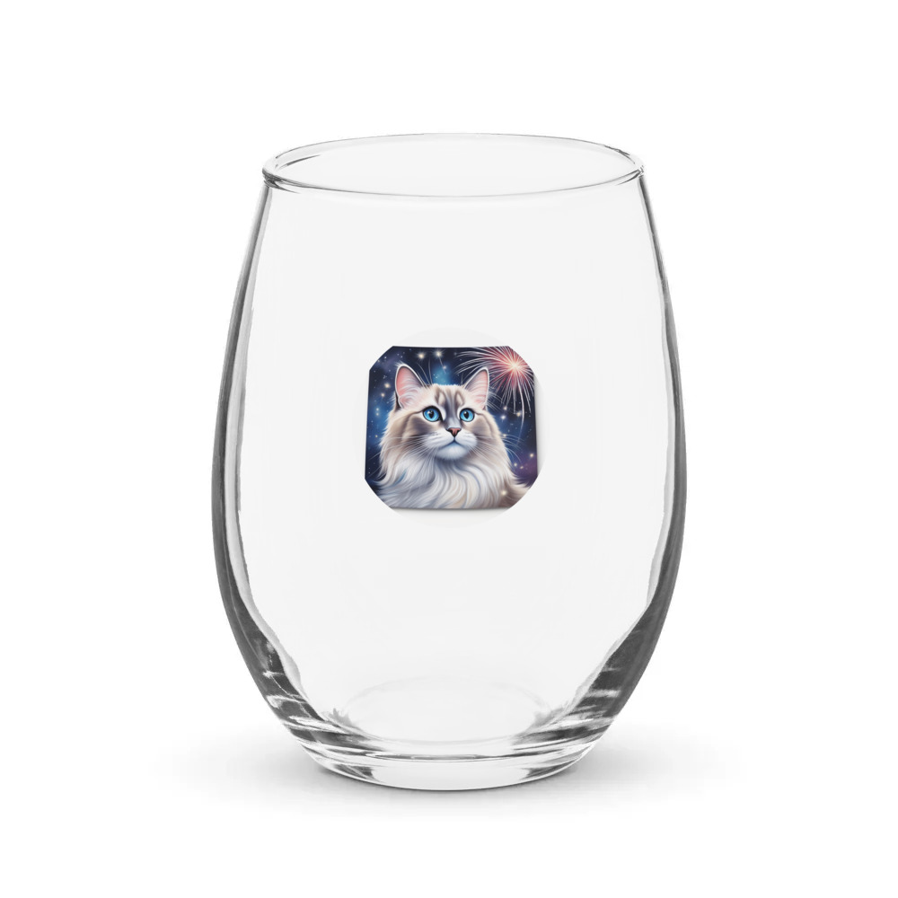 PugMug Custom Tabby Ragdoll Cat Stemless Wine Glass