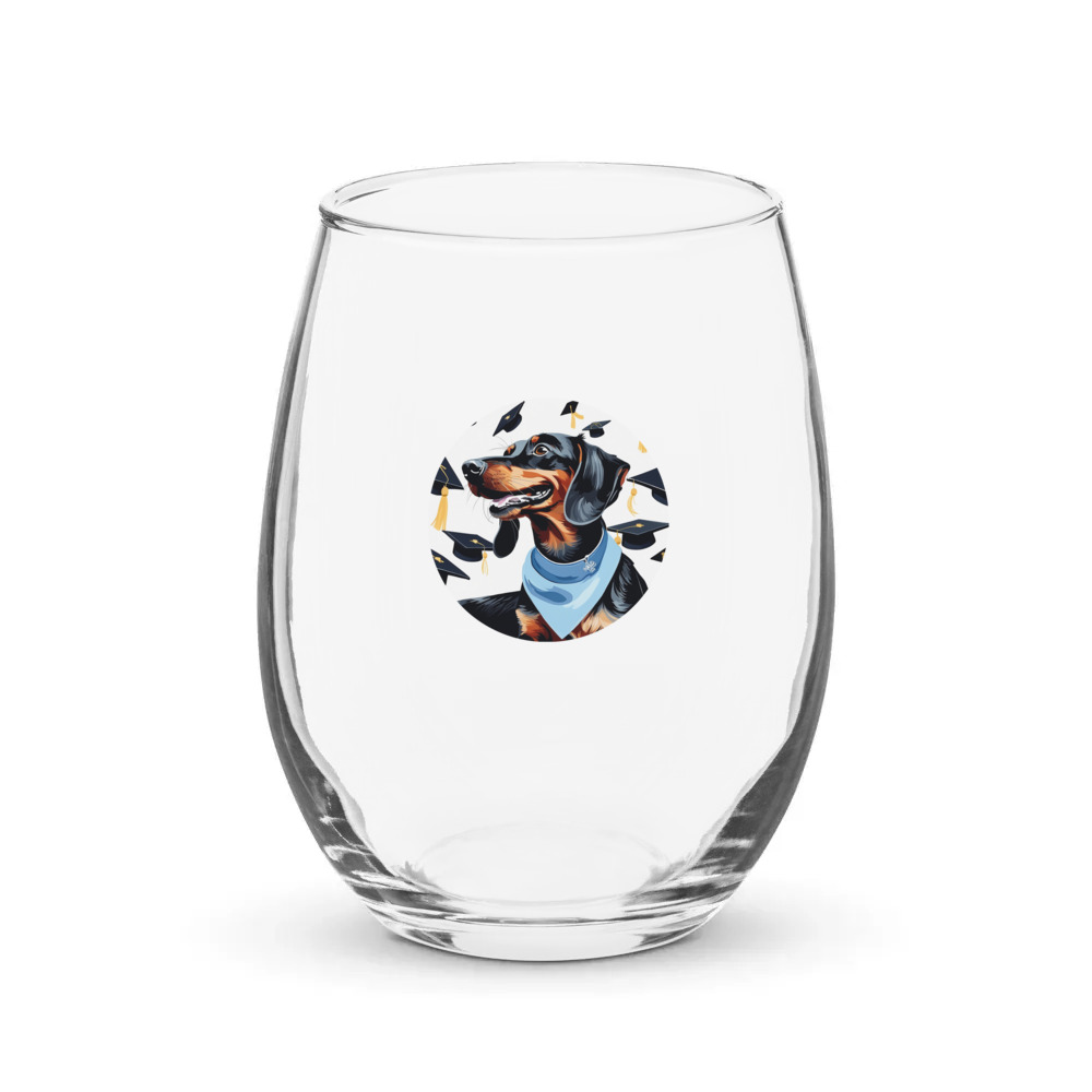 PugMug Custom Black Dachshund Stemless Wine Glass