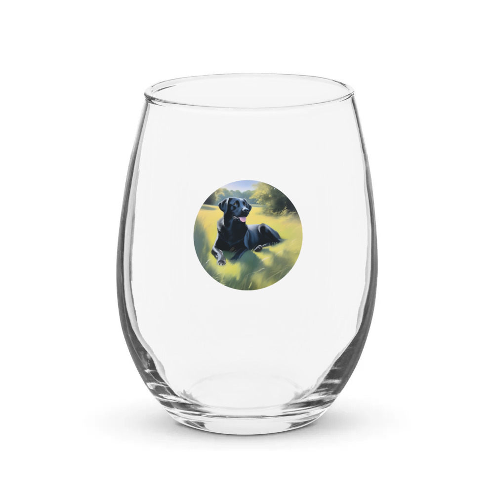 PugMug Custom Black Labrador Retriever Stemless Wine Glass