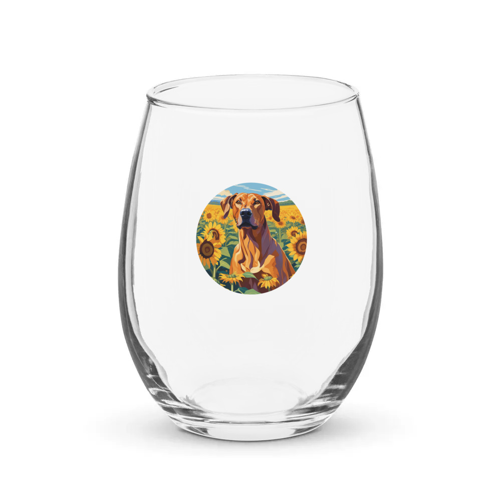 PugMug Custom Rhodesian Ridgeback Stemless Wine Glass