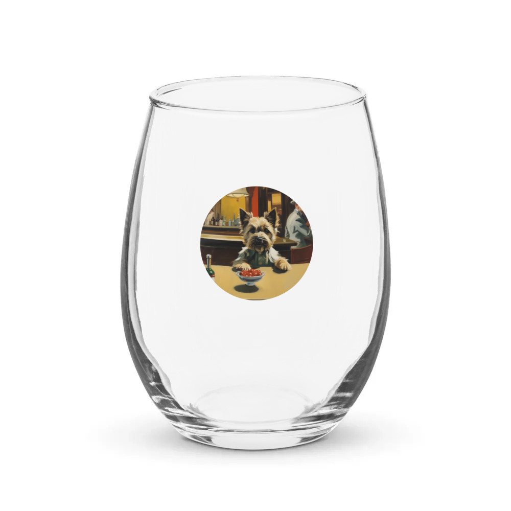 PugMug Custom Cairn Terrier Stemless Wine Glass