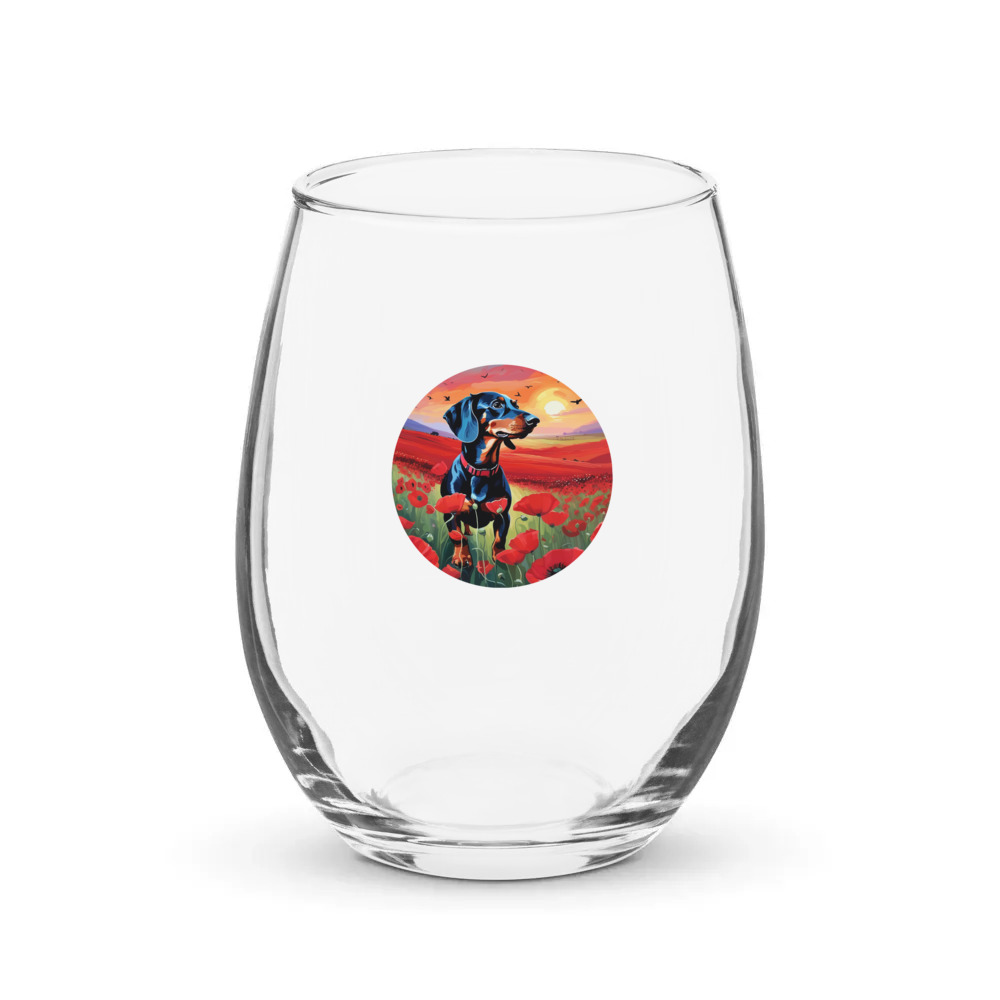 PugMug Custom Black Dachshund Stemless Wine Glass