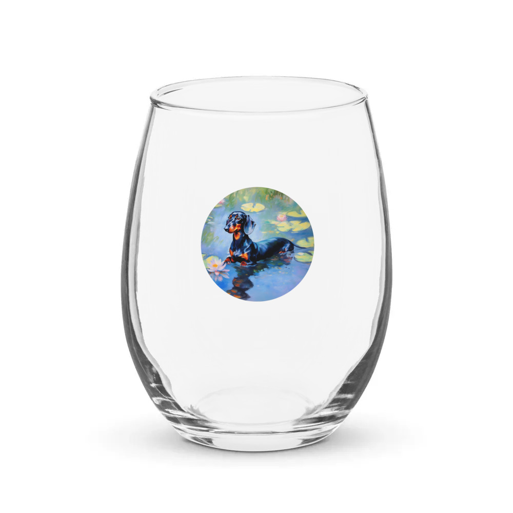 PugMug Custom Black Dachshund Stemless Wine Glass