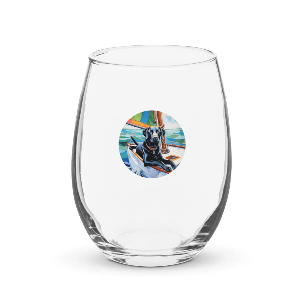 PugMug Custom Black Labrador Retriever Stemless Wine Glass