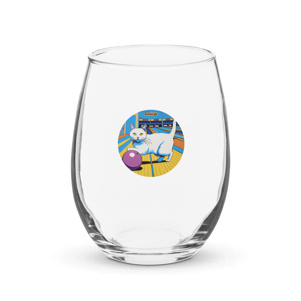 PugMug Custom White Companion Cat Stemless Wine Glass