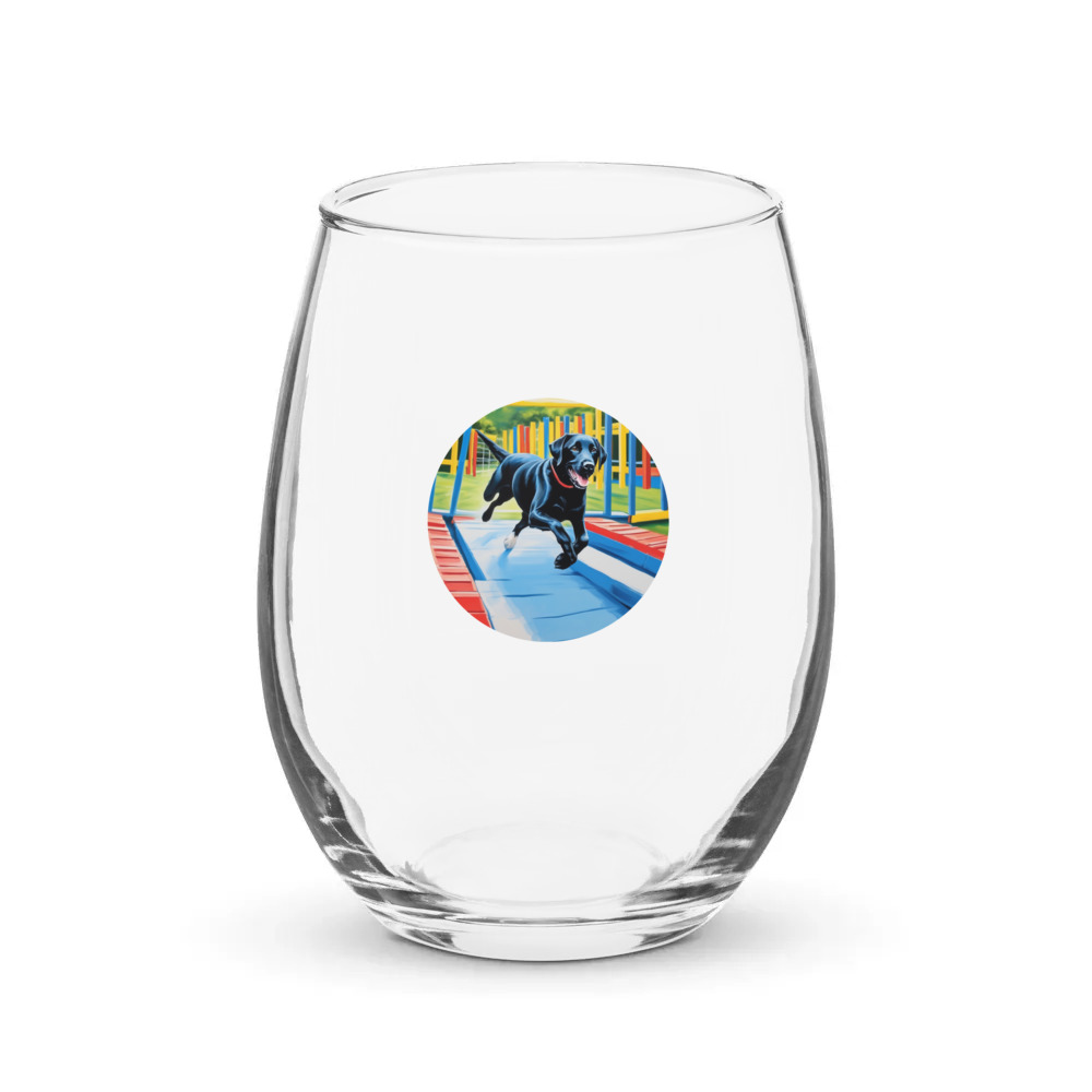 PugMug Custom Black Labrador Retriever Stemless Wine Glass
