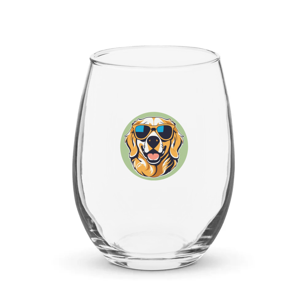 PugMug Custom Golden Retriever Stemless Wine Glass