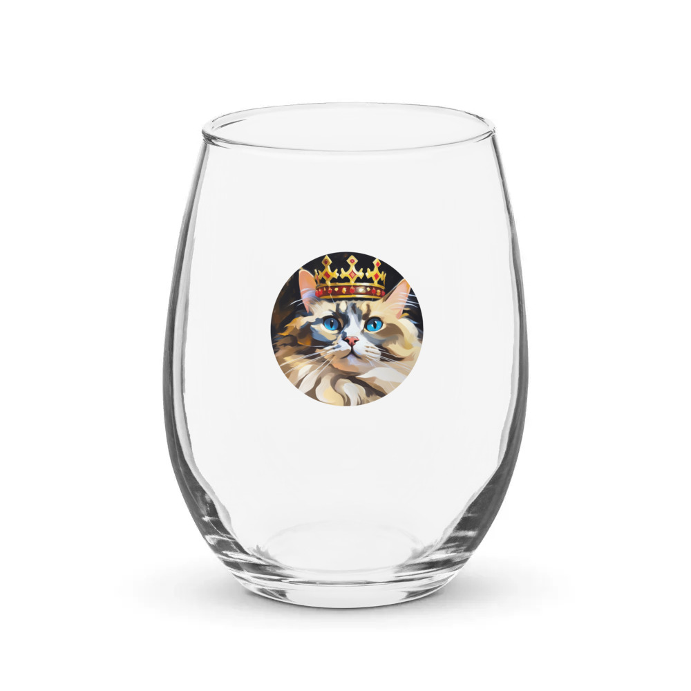 PugMug Custom Tabby Ragdoll Cat Stemless Wine Glass
