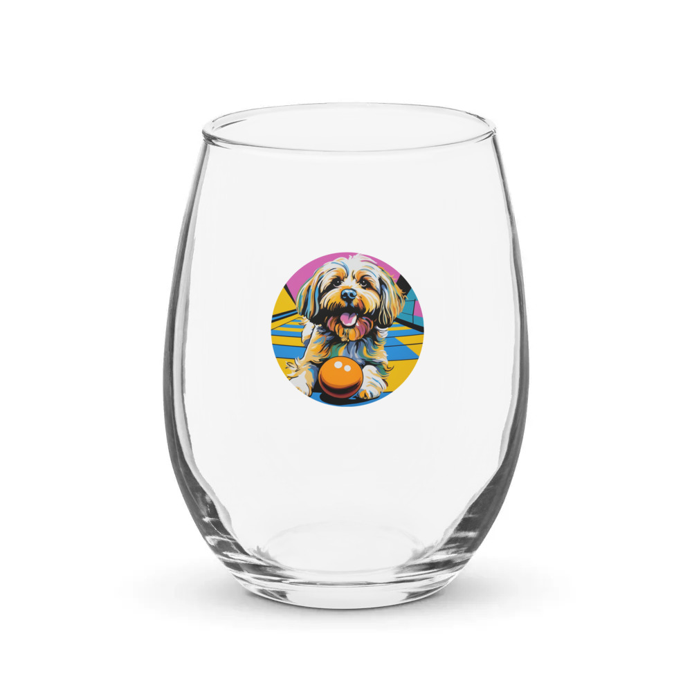 PugMug Custom Tan Havanese Dog Stemless Wine Glass