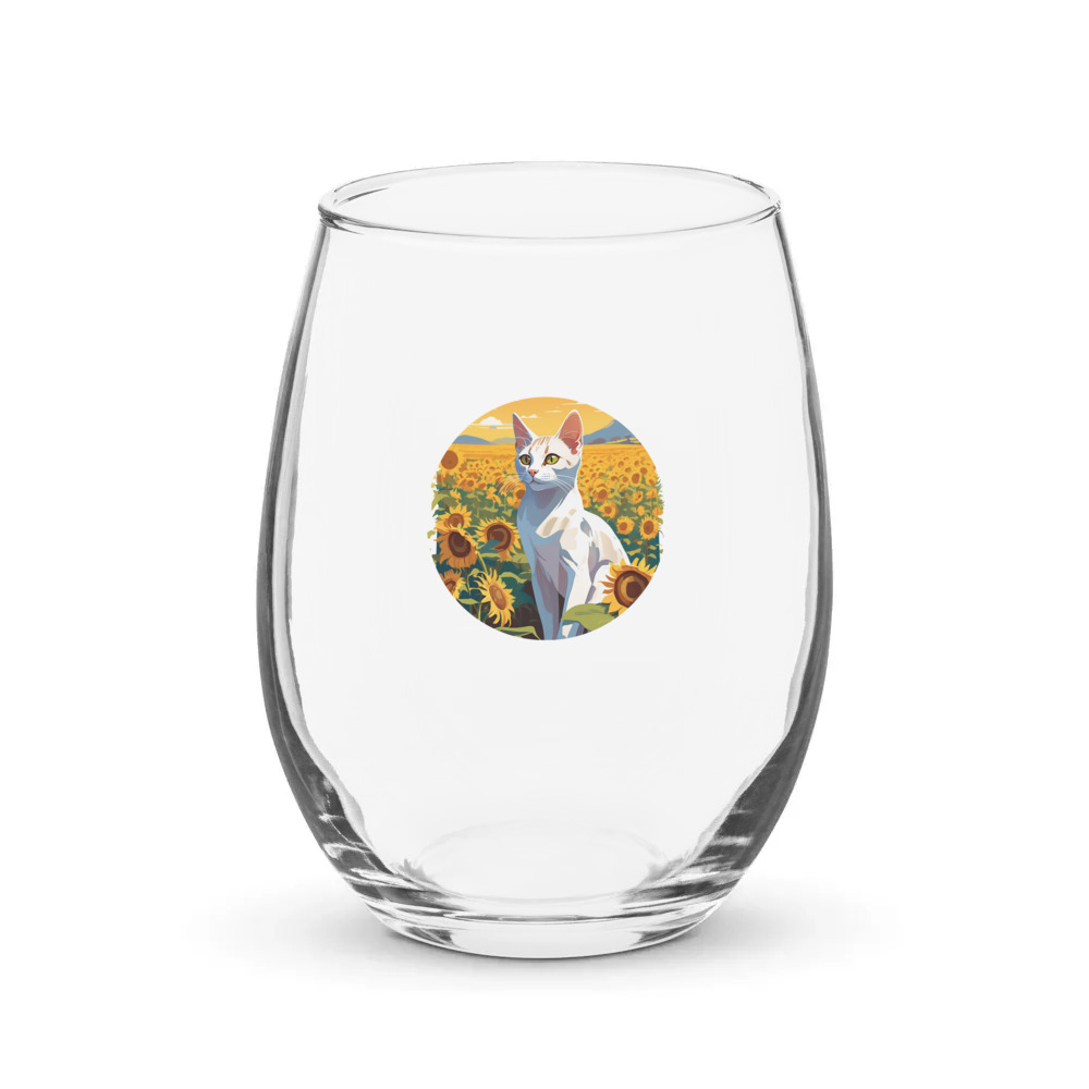 PugMug Custom White Abyssinian Cat Stemless Wine Glass