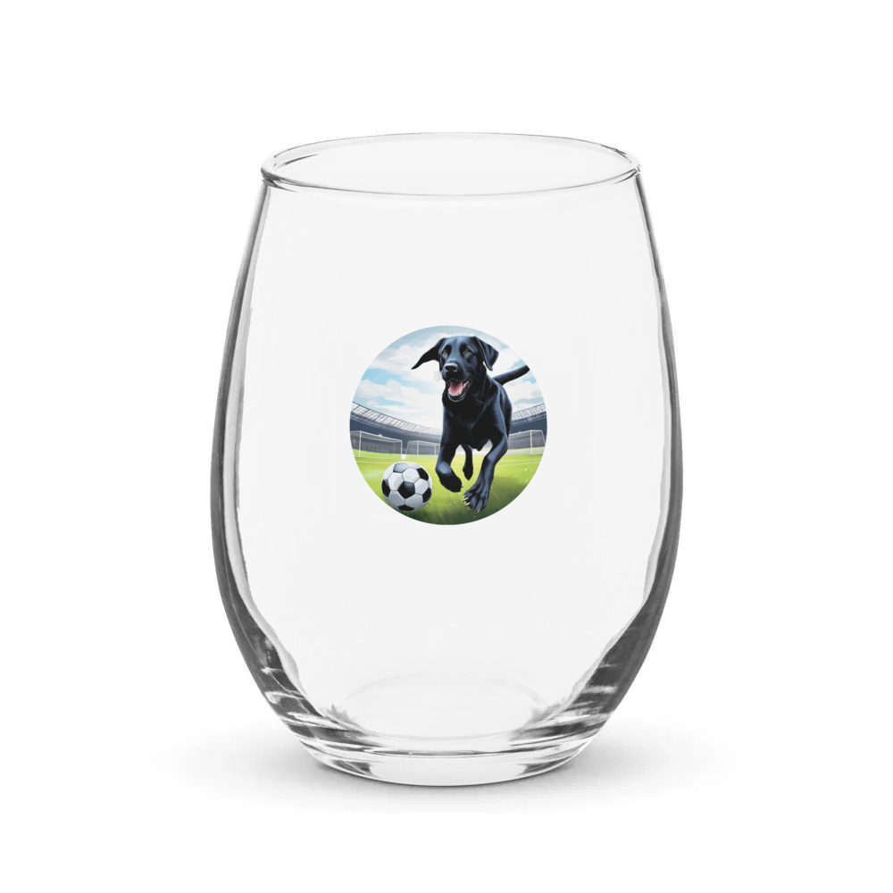 PugMug Custom Black Labrador Retriever Stemless Wine Glass