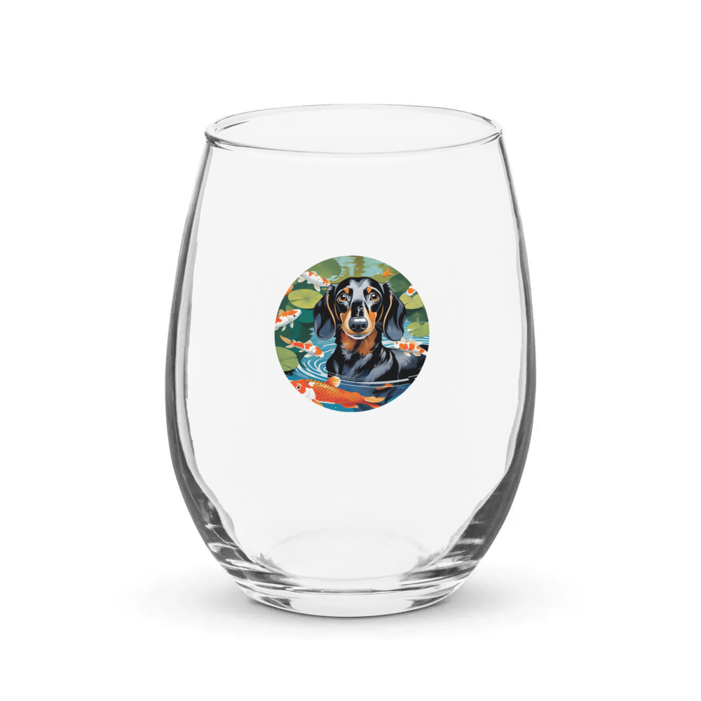 PugMug Custom Black Dachshund Stemless Wine Glass
