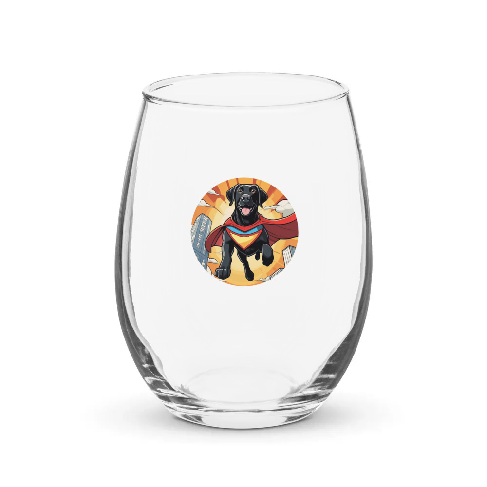 PugMug Custom Black Labrador Retriever Stemless Wine Glass