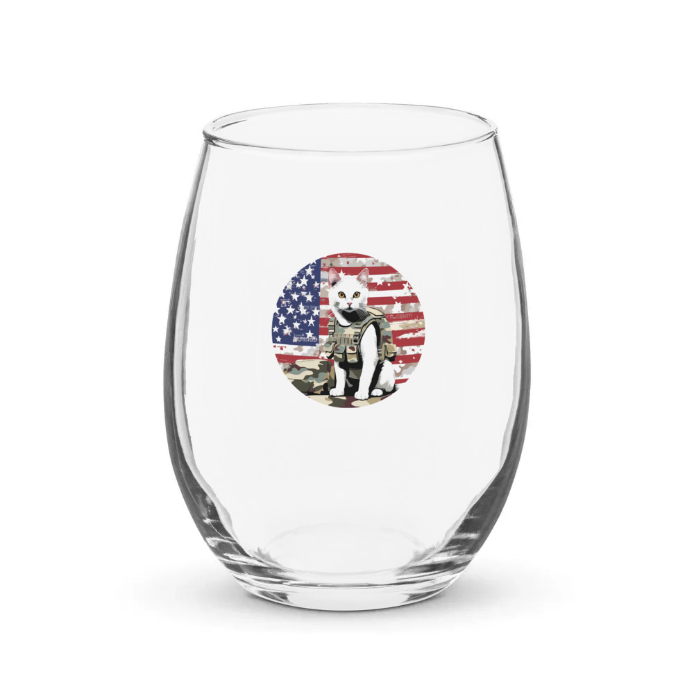 PugMug Custom White Companion Cat Stemless Wine Glass