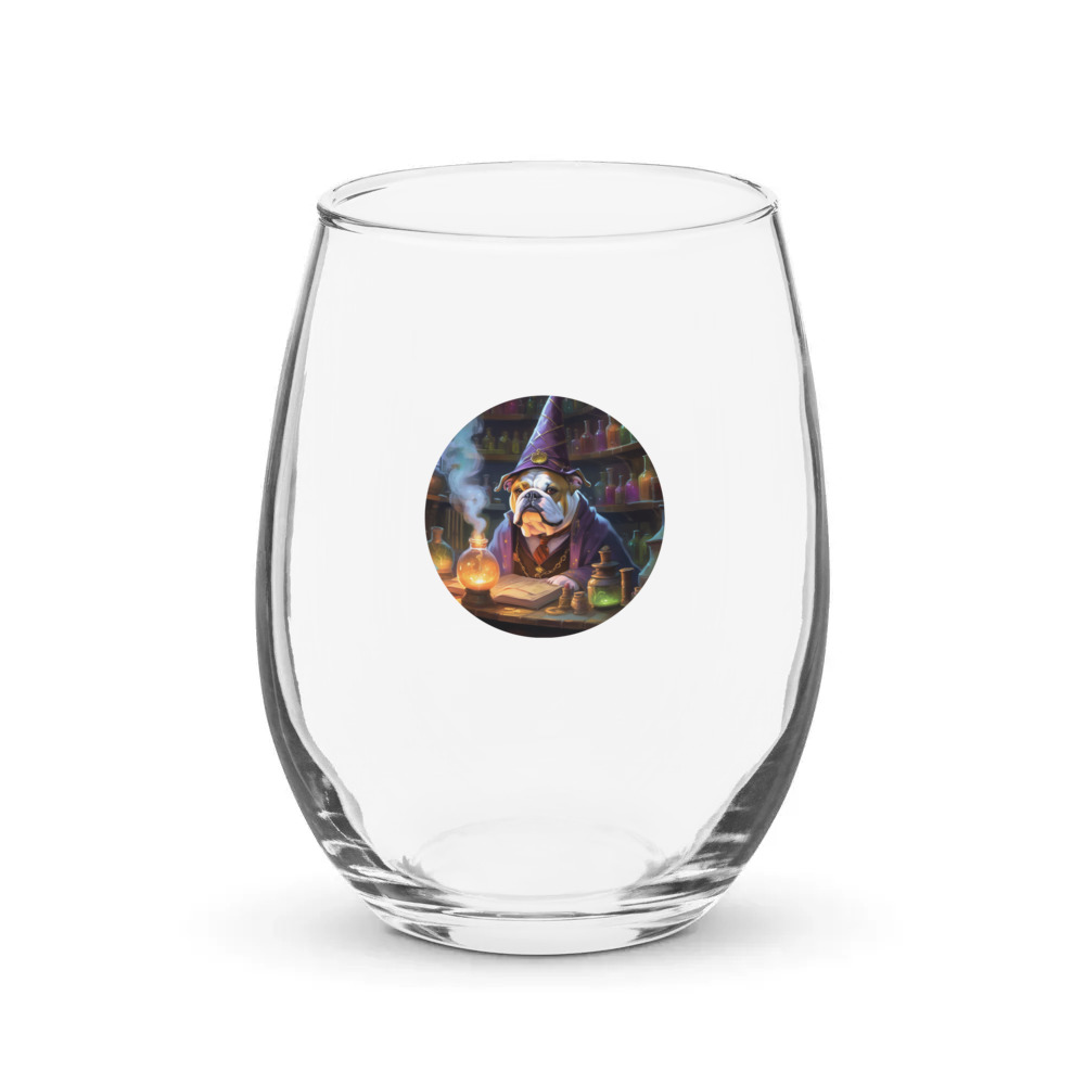 PugMug Custom Bulldog Stemless Wine Glass