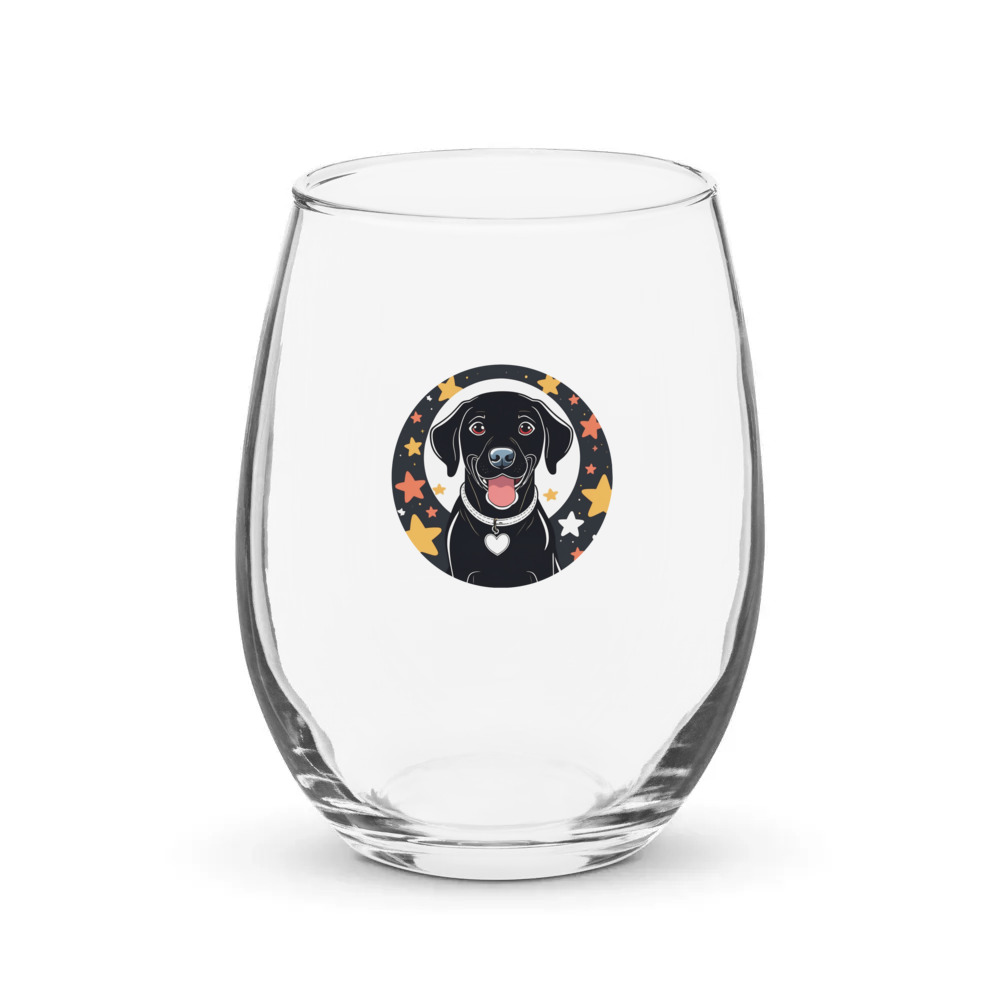 PugMug Custom Black Labrador Retriever Stemless Wine Glass