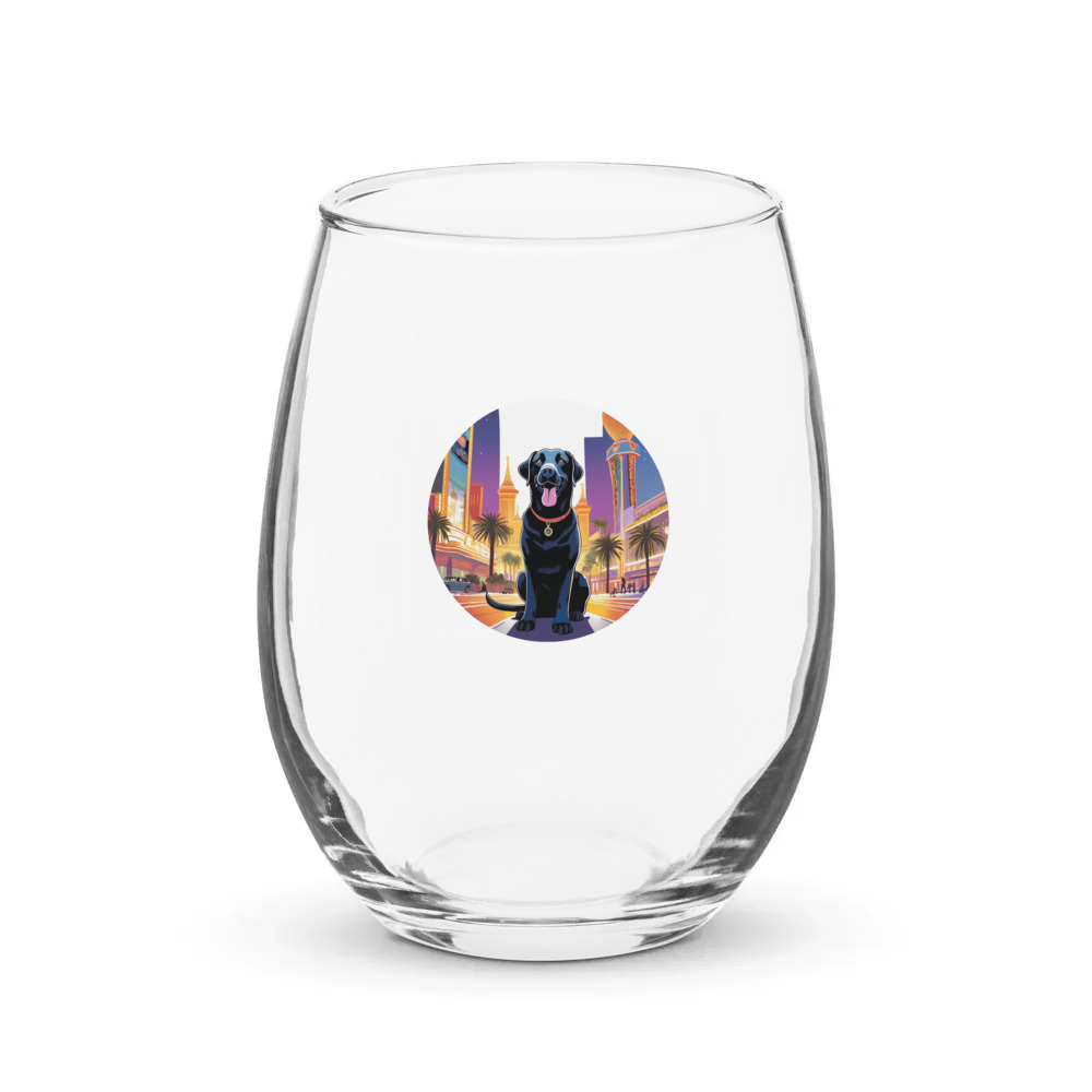 PugMug Custom Black Labrador Retriever Stemless Wine Glass