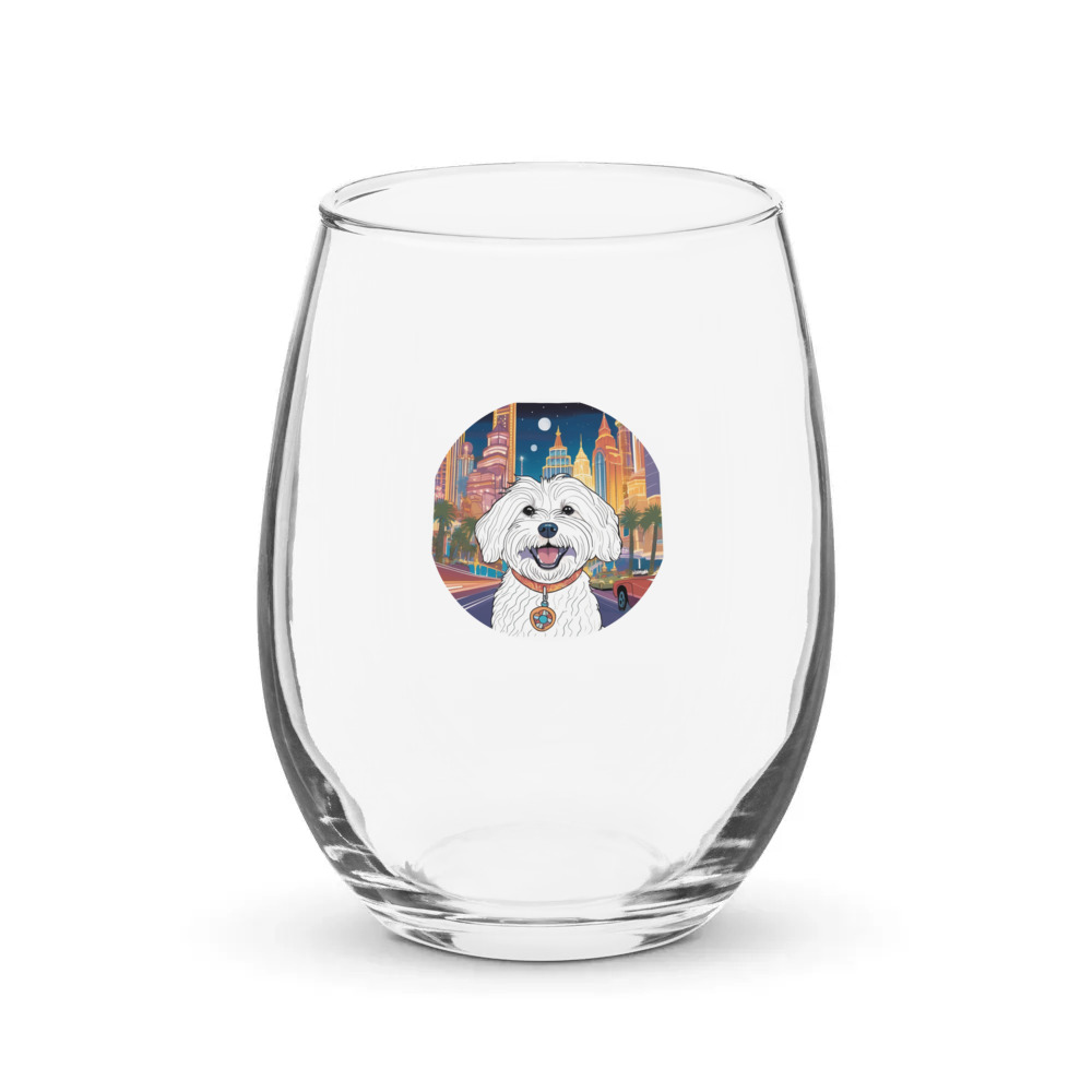 PugMug Custom White Havanese Dog Stemless Wine Glass