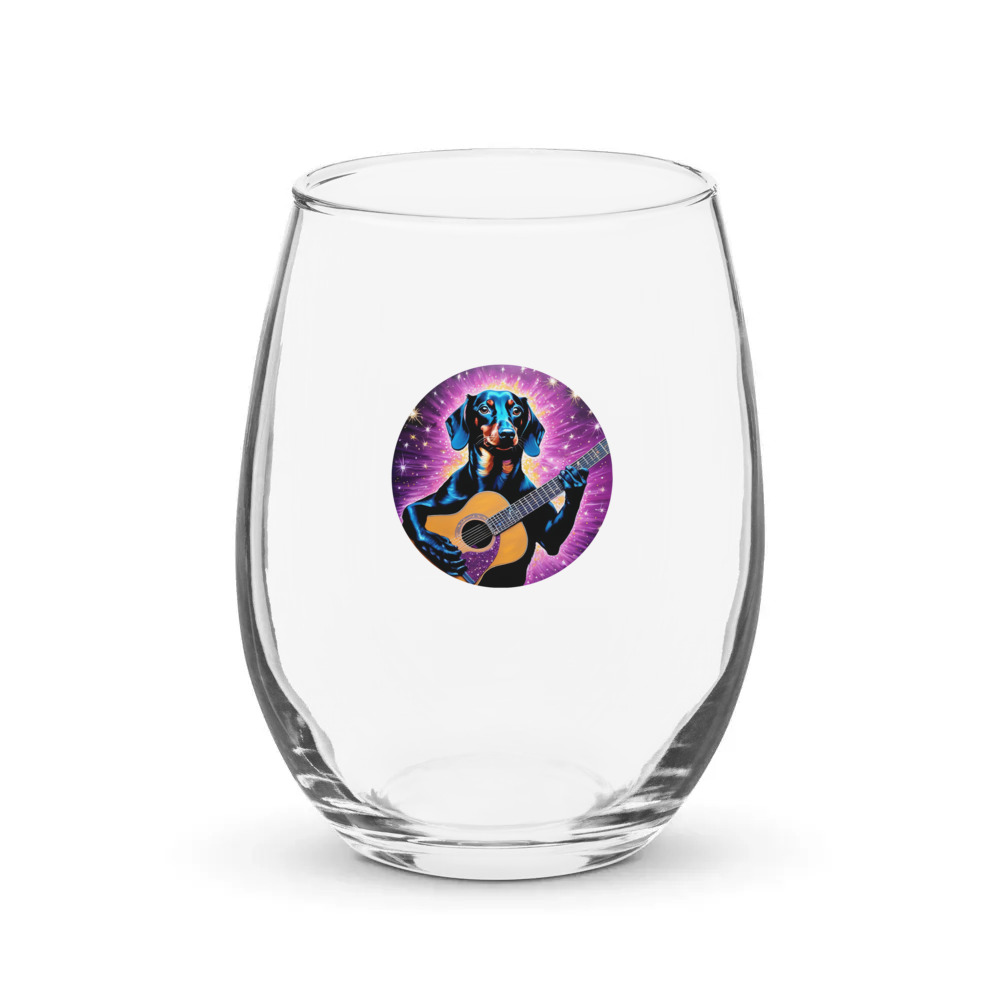 PugMug Custom Black Dachshund Stemless Wine Glass