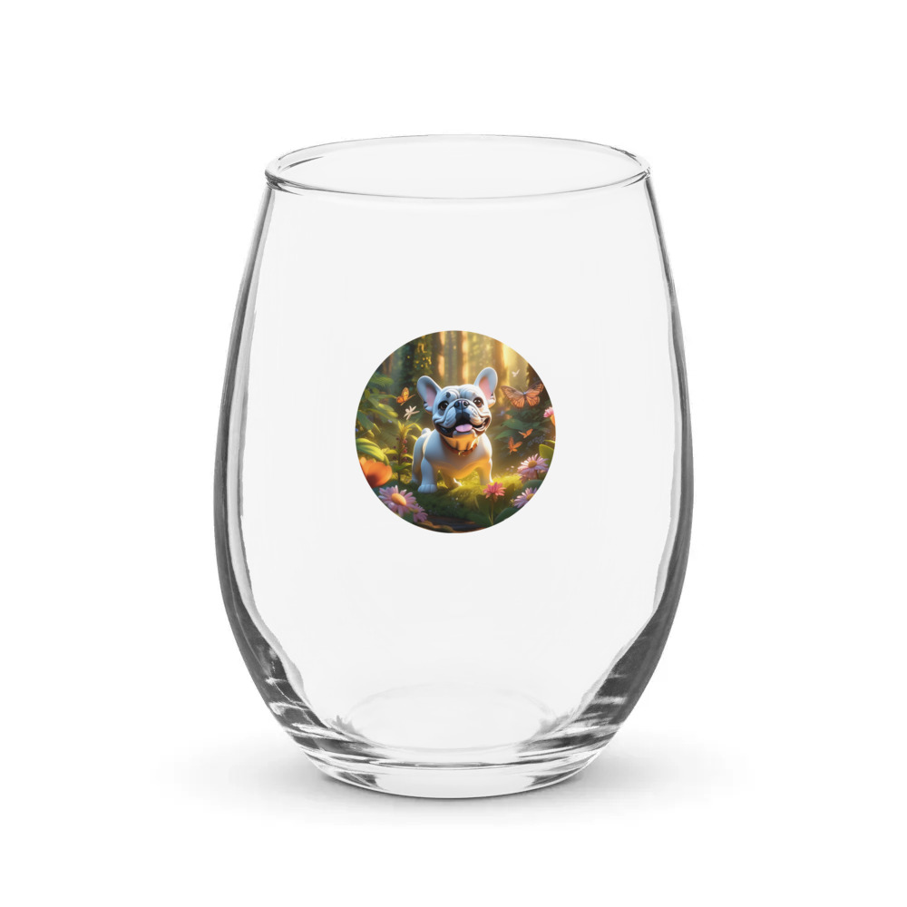 PugMug Custom Bulldog Stemless Wine Glass