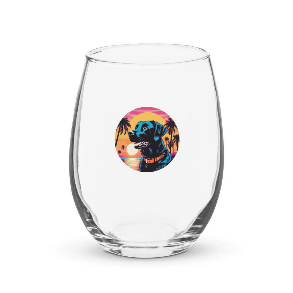PugMug Custom Black Labrador Retriever Stemless Wine Glass