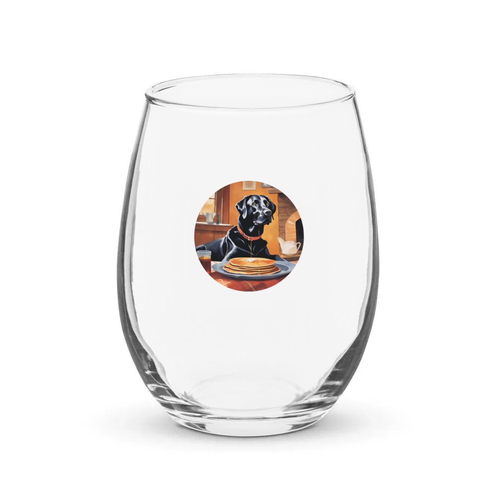 PugMug Custom Black Labrador Retriever Stemless Wine Glass