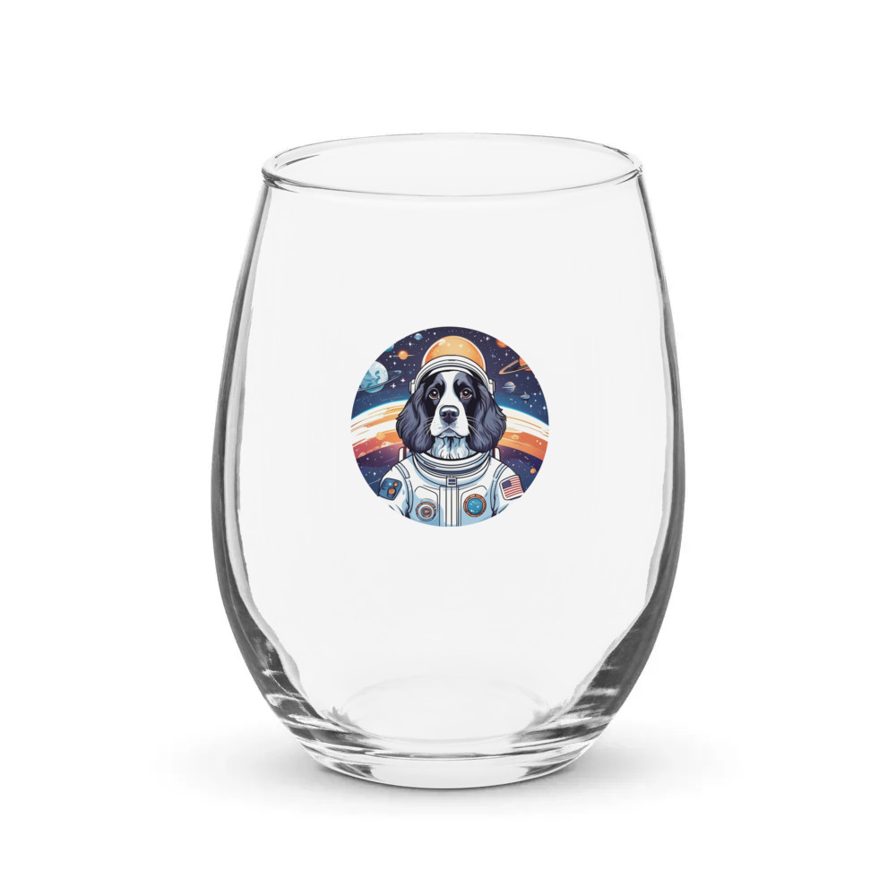 PugMug Custom English Cocker Spaniel Stemless Wine Glass