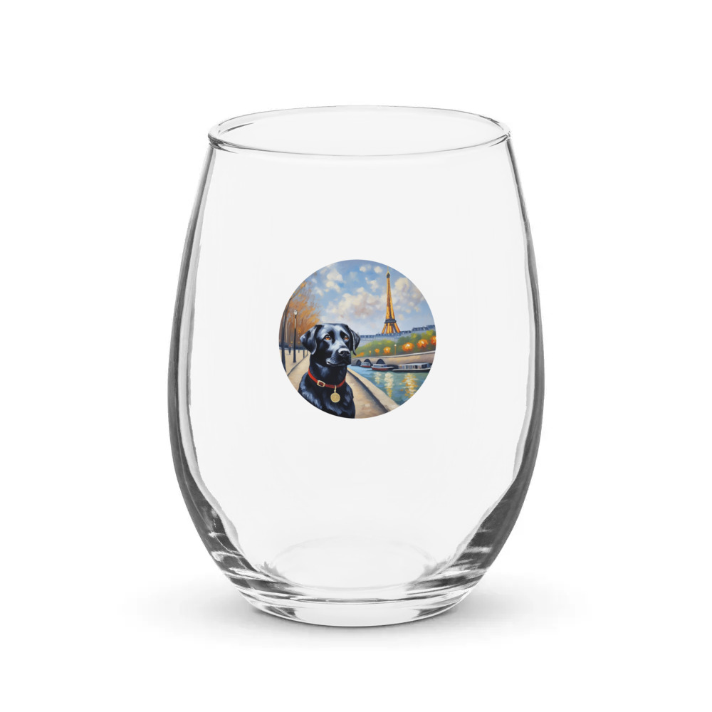 PugMug Custom Black Labrador Retriever Stemless Wine Glass