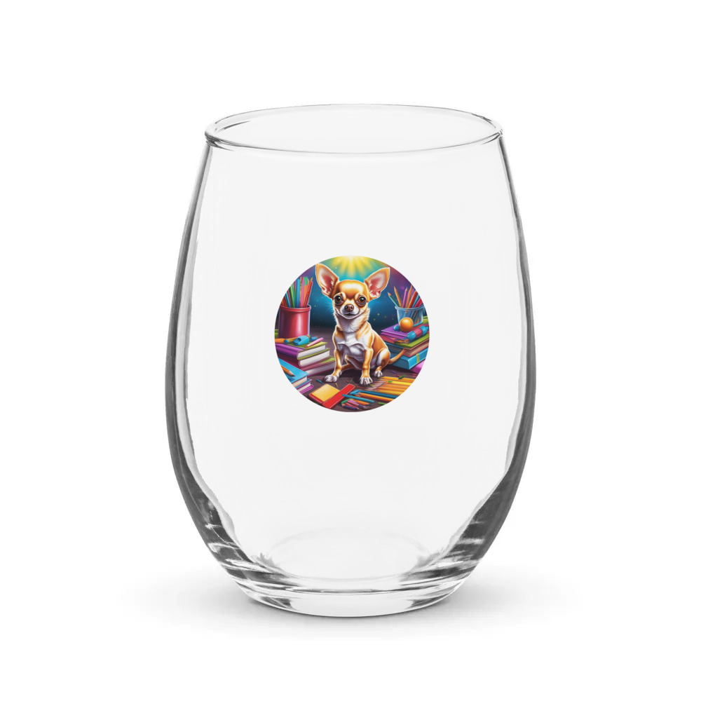PugMug Custom Chihuahua Stemless Wine Glass