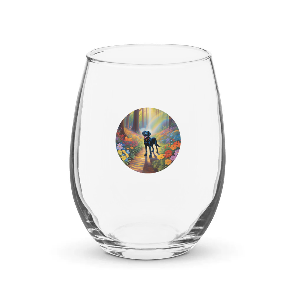 PugMug Custom Black Labrador Retriever Stemless Wine Glass