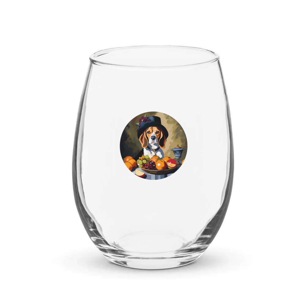 PugMug Custom Beagle Stemless Wine Glass