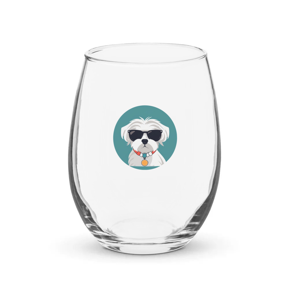 PugMug Custom Maltese Dog Stemless Wine Glass