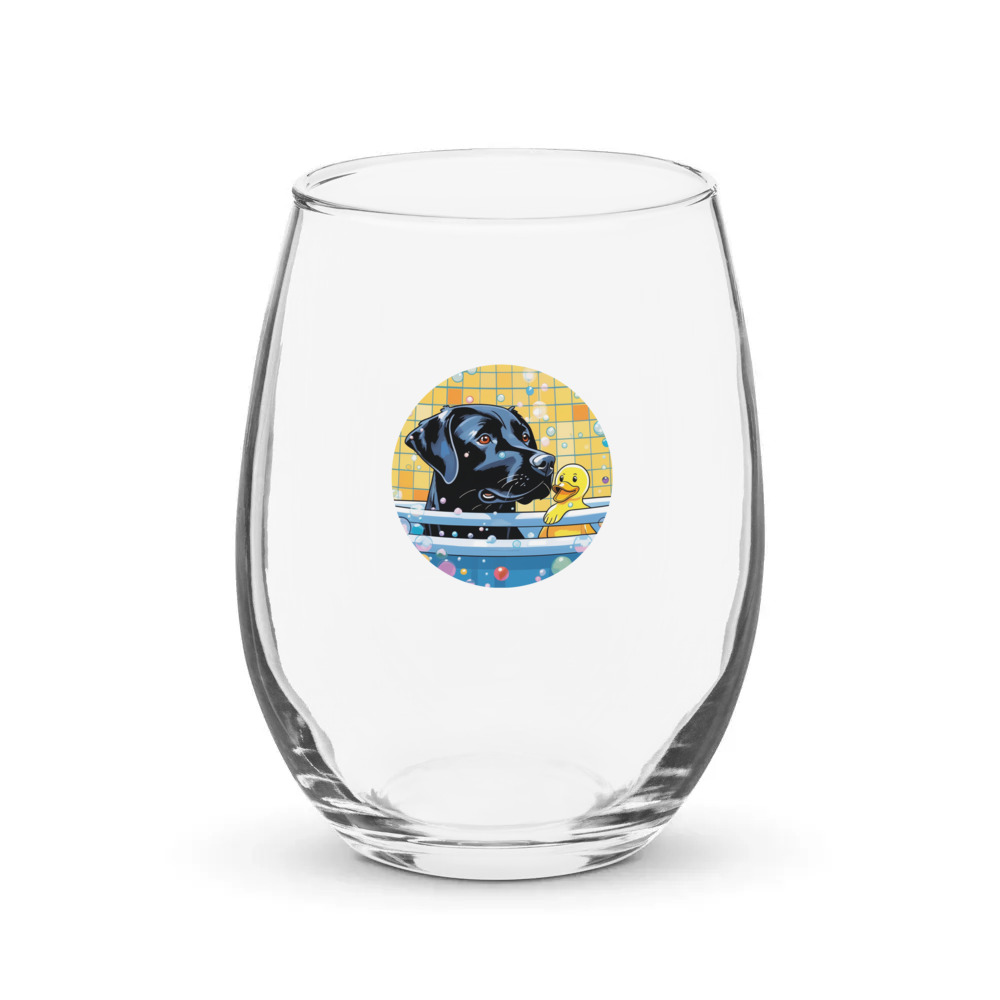 PugMug Custom Black Labrador Retriever Stemless Wine Glass