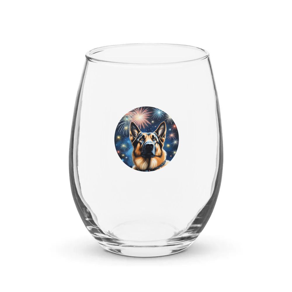PugMug Custom German Shepherd Dog Stemless Wine Glass