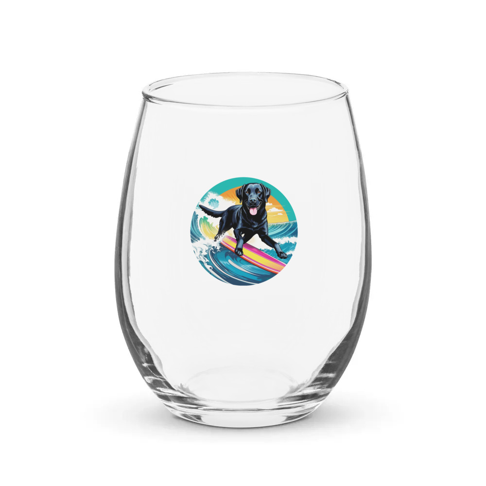 PugMug Custom Black Labrador Retriever Stemless Wine Glass