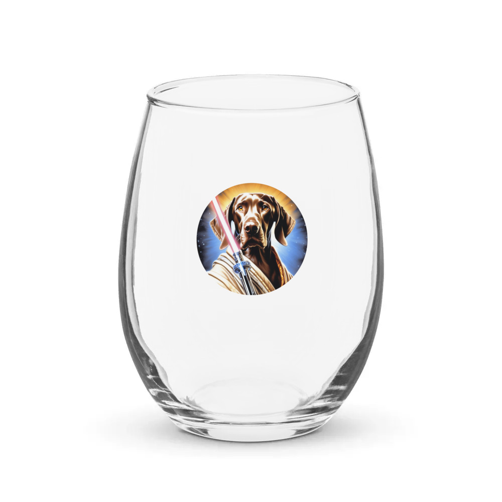 PugMug Custom Weimaraner Stemless Wine Glass