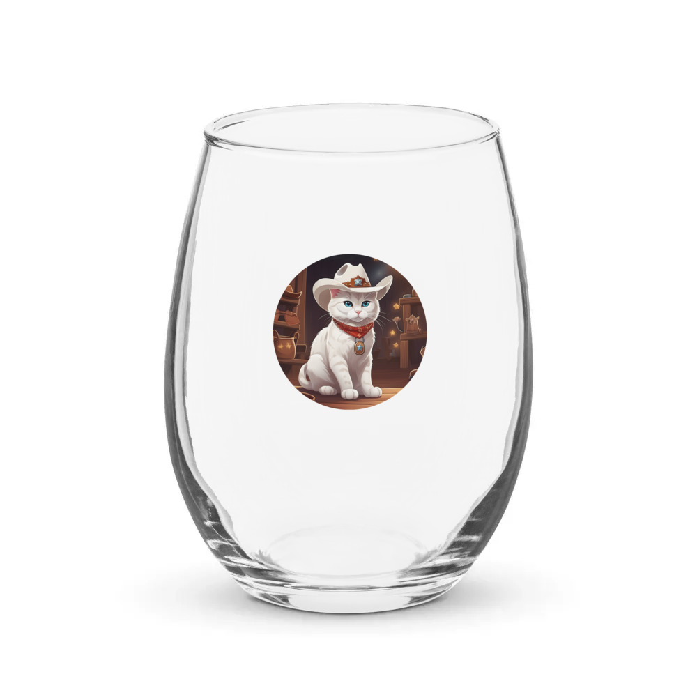 PugMug Custom White Companion Cat Stemless Wine Glass