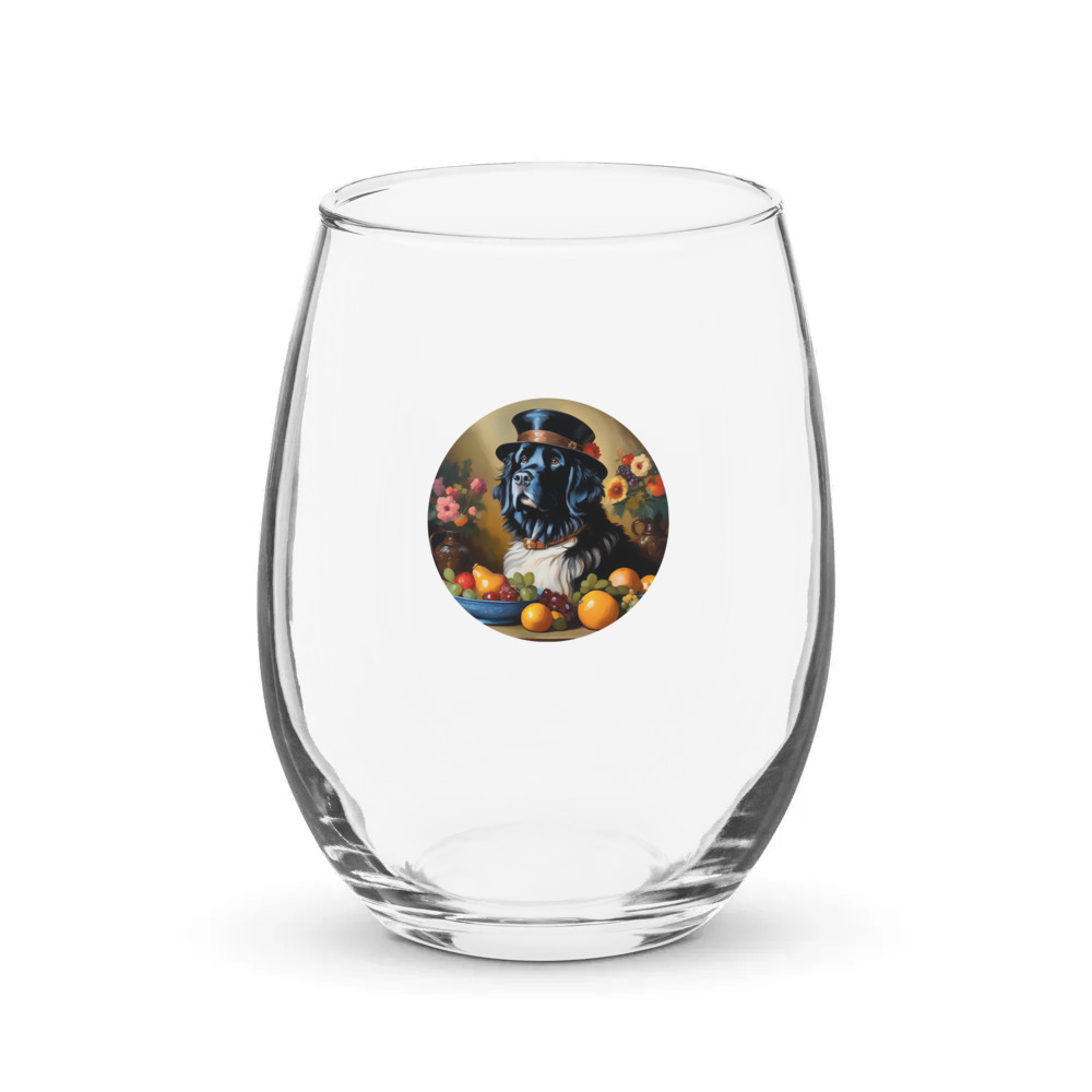 PugMug Custom Newfoundland Stemless Wine Glass