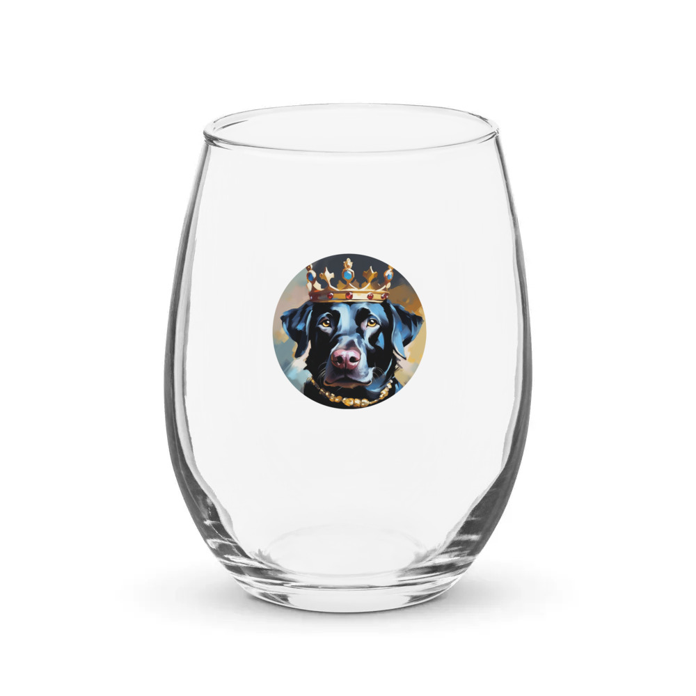 PugMug Custom Black Labrador Retriever Stemless Wine Glass